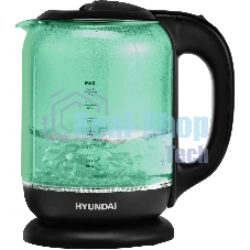 Чайник электрический Hyundai HYK-G2807 1.8л. 2200Вт бирюзовый/черный (корпус: стекло)