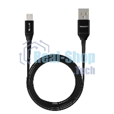 Кабель Maxvi MC-15M black, USB-A - microUSB, 2A ток макс. нагрузки 2А, макс. напряжение 5V; стандарт USB 2.0; плоский кабель, длина 1м, оплетка TPE, металлические корпуса разъемов, цвет черный