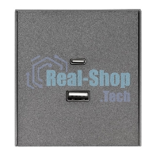 Розетка Kranz STRONG USB-A+Type-C 3А с функцией быстрой зарядки графит