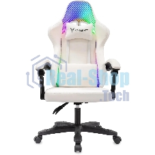 Кресло игровое Knight Wolf RGb белый эко.кожа/сетка, крестов. пластик