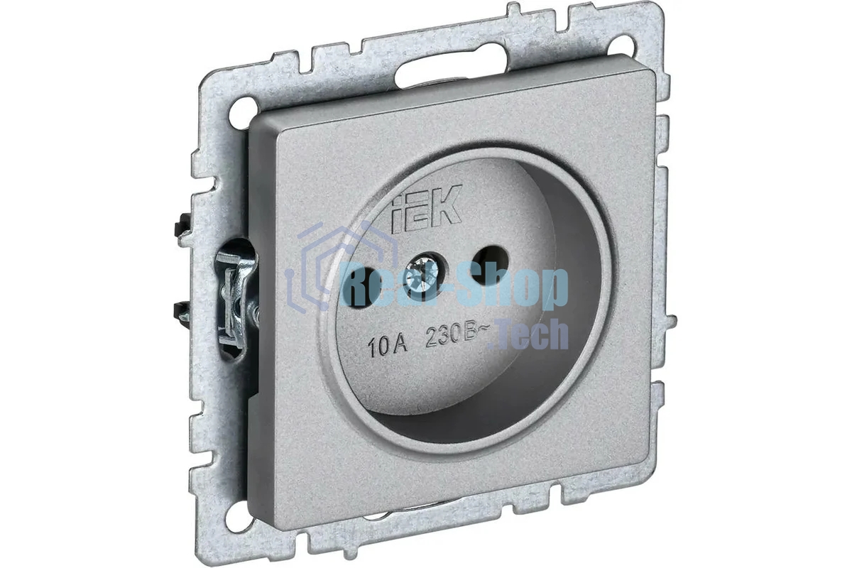 Розетка 1-местная IEK BRITE РС10-1-0-БрА (BR-R10-10-K47) без заземления, без защитных шторок, 10А, алюминий