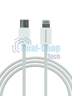Кабель MORE CHOICE (4620202550408) K73i USB 3.0A PD 20W для Lighting 8-pin Type-C - нейлон 1м белый
