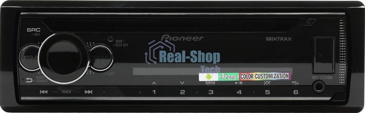 Автомагнитола Pioneer DEH-S2250UI, 1 DIN, CD, USB Type-A, AUX, пульт ДУ, съёмная панель