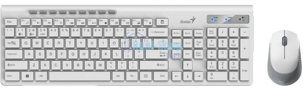 Комплект клавиатура+мышь Genius SlimStar 8230 беспроводной, USB + Bluetooth, 1000 DPI, белый