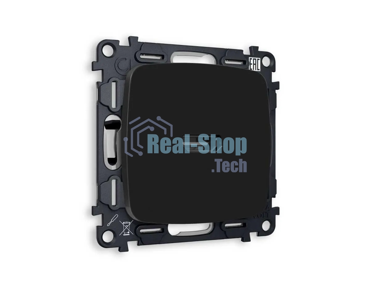 Комплект механизма розетки HDMI 2.0 OMEGA Черный матовый 40V/500mA 2.0GHz 5-18Gbit/s QUANT (OP8140, VM222) MO814010