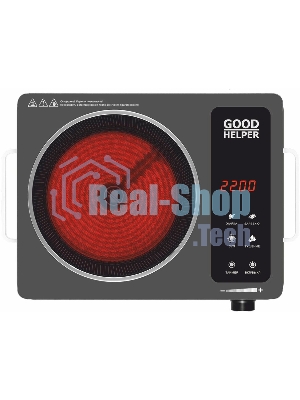Плита настольная электрическая Goodhelper ES-20R03 черный, 2 кВт, ТЭН, конфорки - 1, стеклокерамика, поворотные переключатели, сенсор