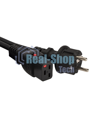 Шнур питания Lanmaster LAN-PP19L/SH-1.0-BK C19-Schuko проводник.:3x1.5мм2 1м 220В 16А черный