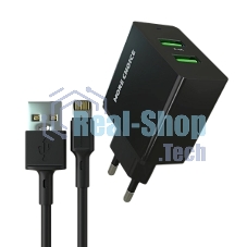 Сетевое зарядное устройство MORE CHOICE (4610196409875) NC11i 2USB 2.4A для Lightning 8-pin черный