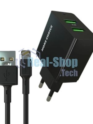 Сетевое зарядное устройство MORE CHOICE (4610196409875) NC11i 2USB 2.4A для Lightning 8-pin черный