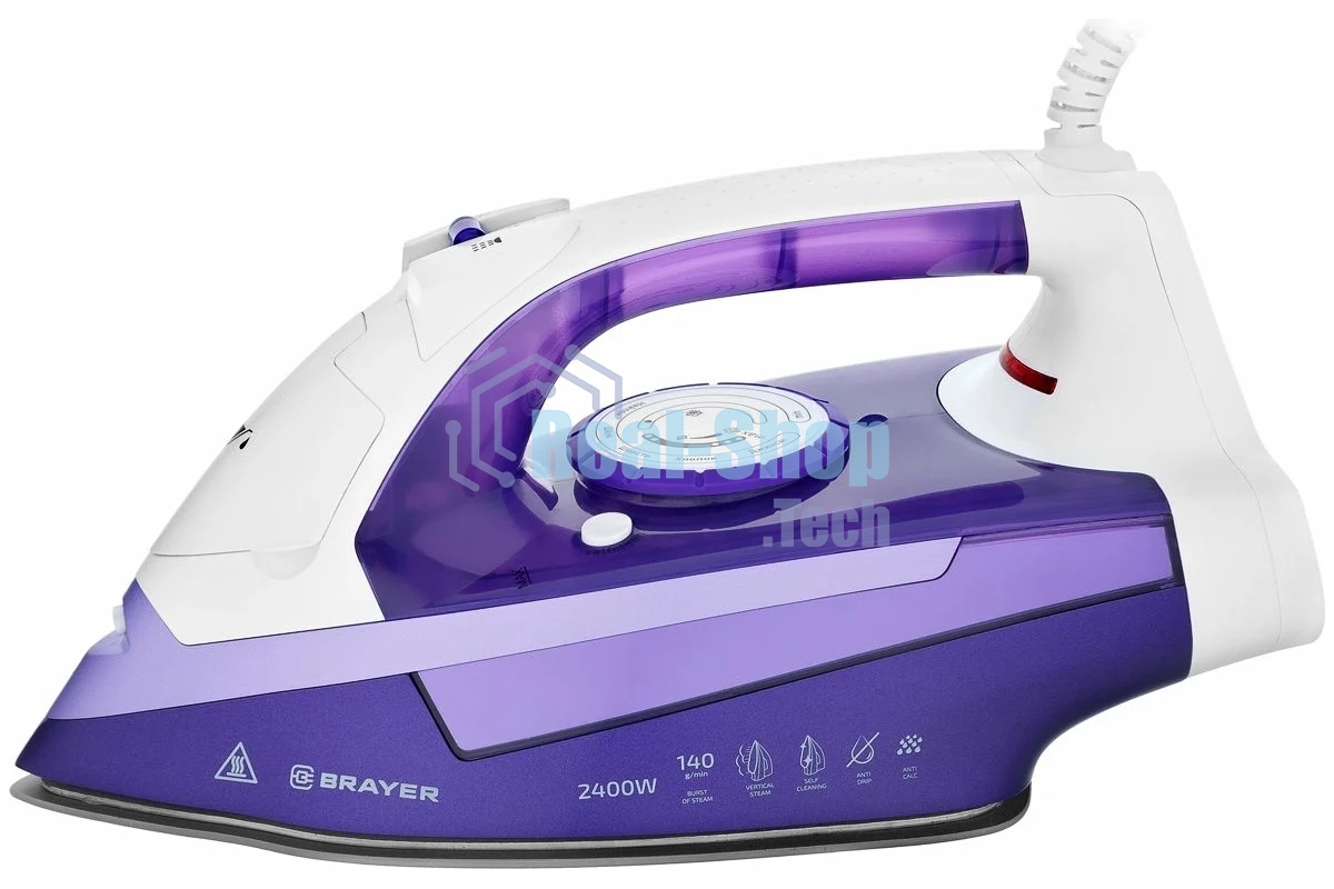 Паровой утюг BRAYER BR4004, 2400 Вт, 280 мл, 140 г/мин, керам.подошва, антикап, разбрызг, самоотчис