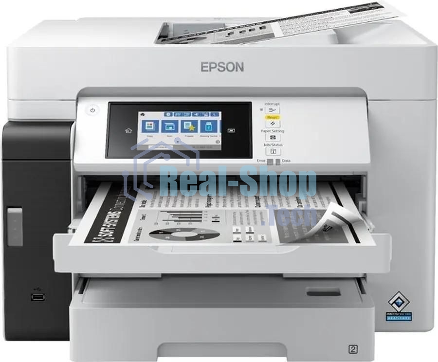 МФУ струйное EPSON M15180 (C11CJ41408), A3+, ч/б, печ. до 25 стр/мин., скан. до 26 стр/мин., 4800 x 1200 dpi (печать) 1200x1200dpi, USB, RJ-45, Wi-Fi, Air Print