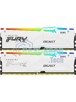Оперативная память Kingston Fury Beast RGb, DDR5, 64Gb (2x32Gb), 6000MHz, CL36, DIMM, с радиаторами, RGb, белый
