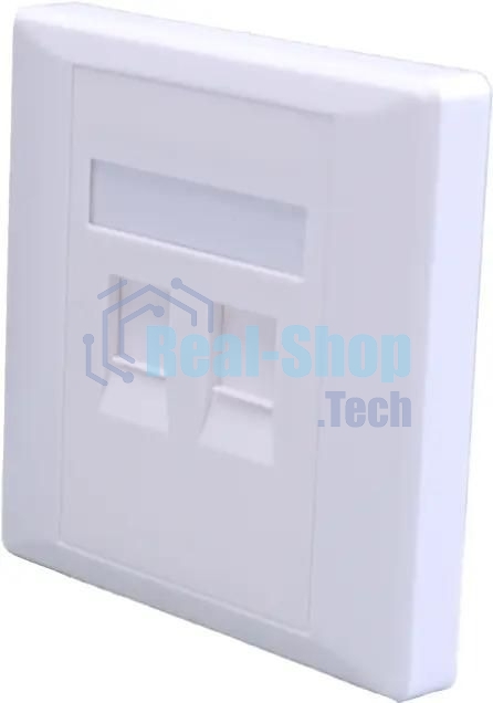 Панель Suprlan 10-0334-1, лицевая со шторкой 80x80, 2xKeystone ABS пластик, белый