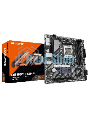 Материнская плата Gigabyte B850M D3HP, AM5, AMD B850, 4xDDR5, 4xSATA, 2xM.2, 1xPCIe 5.0 x16, 1xPCIe 3.0 x4, 1xHDMI, 2xDP, 1x 1Gb LAN, 3xUSB-A 3.2 Gen 1, 2xUSB-A 2.0, 1xUSB-C 3.2 Gen 1, 3x3.5 мм, 7.1, mATX
