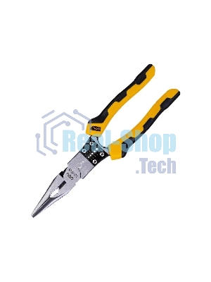Удлиненные плоскогубцы многофункциональные Deli DL101008 220мм, (зажим/резка/зачистка/обжим), сталь Cr-V, двухкомпонентная рукоять