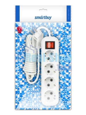 Удлинитель Smartbuy (SBE-16-4-03-ZS) 4 гнз х 3,0 м (16А/3.5 кВт, ПВС 3х1.0)