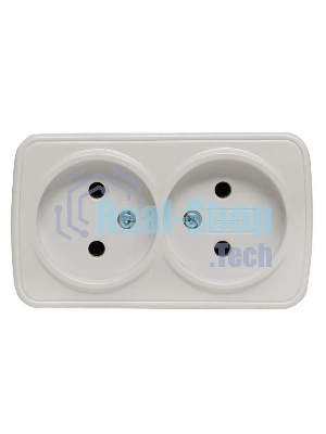 Розетка EKF EGR10-102-10 2-я, б/з, 10А, ОП Basic Минск белый