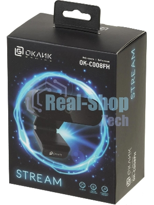 Веб-камера OKLICK OK-C008FH 1920x1080, 30 кадр/с, USB Type-A, микрофон (шумоподавление), автоматическая фокусировка, универсальное крепление