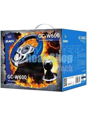 Руль черный SVEN GC-W600 (виброотдача, педали, джойстик, 12 кн., USB)