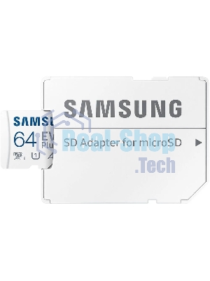 Флеш карта Samsung EVO Plus, microSDXC 64Gb (R/W 160/90 Mb/s, adapter) MB-MC64SA/APC