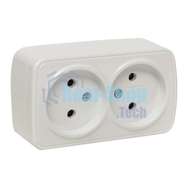 Розетка EKF EGR10-102-10 2-я, б/з, 10А, ОП Basic Минск белый