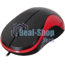 Мышь проводная Oklick 115S черный/красный, 1200 dpi, USB, кнопки - 3