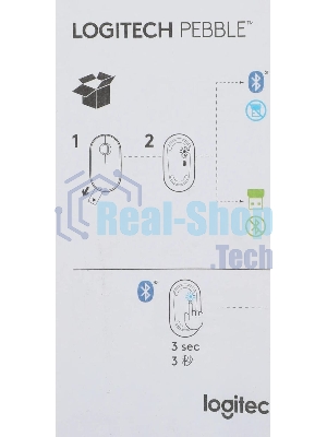 Мышь беспроводная Logitech Pebble M350 белый, 1000 dpi, радиоканал, Bluetooth, USB, кнопки - 3