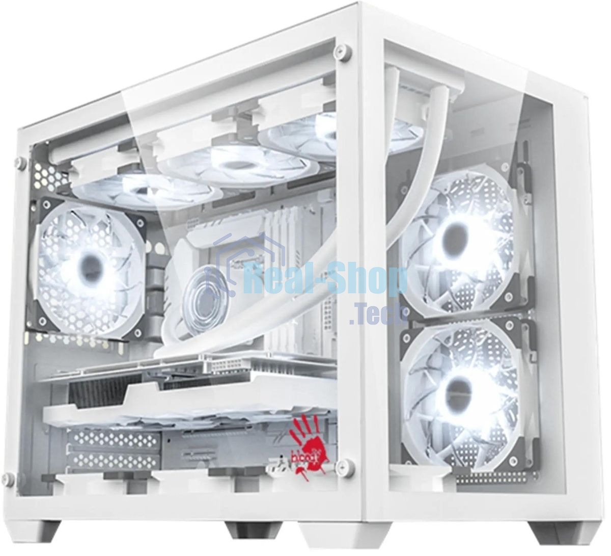 Компьютерный корпус Bloody BD-CC108 белый без БП mATX 9x120мм 2xUSB 3.0 audio bott PSU