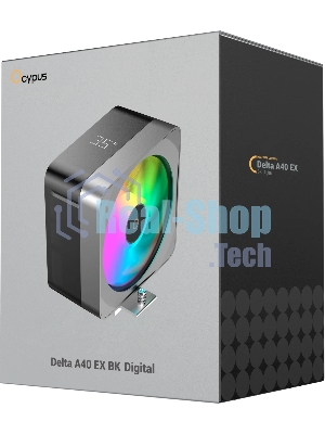 Кулер для процессора Ocypus Delta A40 EX BK Digital, 120мм ARGB FAN, Top Display Panel, 4 HEAT PIPES, 4-PIN PWM, 500-1800 RPM, 29DBA, HYDRO BEARING, LGA115X/1200/1700/18XX, AM4/AM5
