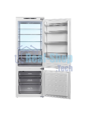 Встраиваемый холодильник Maunfeld MBF193NFW1GR Inverter белый двухкамерный 257/84 л морозилка снизу, No Frost