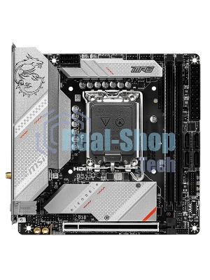 Материнская плата MSI MPG B760I EDGE WIFI, LGA 1700, Intel B760, 2xDDR5, 4xSATA, 2xM.2, 1xPCIe 5.0 x16, 1xHDMI, 1xDP, 1x 2.5Gb LAN, 4xUSB-A 3.2 Gen 1, 1xUSB-A 3.2 Gen 2, 2xUSB-A 2.0, 1xUSB-C 3.2 Gen 2, 3x3.5 мм, 7.1, Mini-ITX