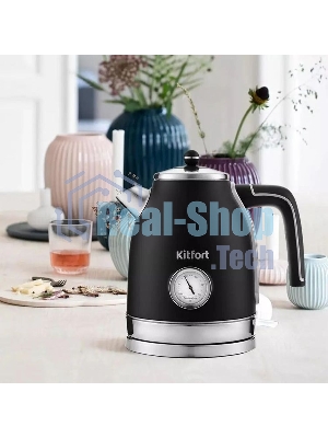 Чайник электрический Kitfort КТ-6102-1 черный с серебром