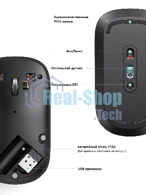 Мышь UGREEN Wireless MU001 (Light Gray)