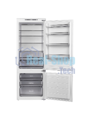 Встраиваемый холодильник Maunfeld MBF193NFW1GR Inverter белый двухкамерный 257/84 л морозилка снизу, No Frost