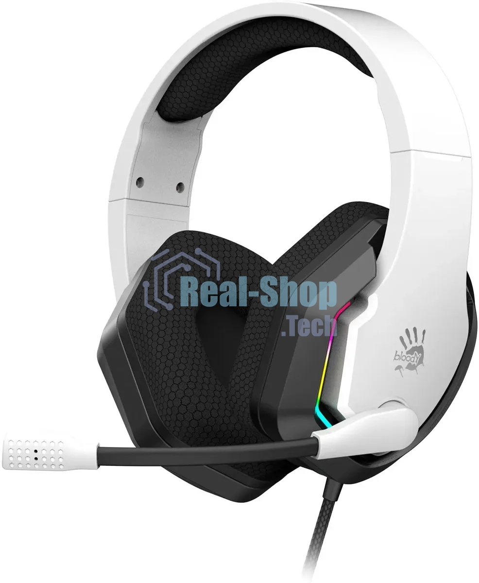 Гарнитура Bloody G260P белый-чёрный, проводная, USB, подсветка