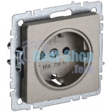 Розетка 1-местная IEK BRITE РС11-1-0-БрШ (BR-R11-16-K37) с заземлением, без защитных шторок, 16А, шампань
