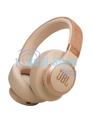 Беспроводные/проводные наушники JBL Live 770NC бежевый, полноразмерные, Bluetooth + проводной, адаптивное шумоподавление