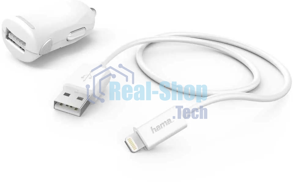 Комплект зарядное устройство Hama H-183266 2.4A для Apple кабель Apple Lightning белый