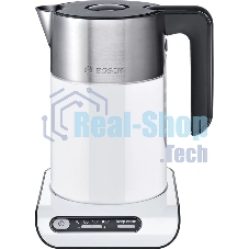 Чайник электрический Bosch TWK8611P 1.5 л, 2400 Вт, белый/серебристый (корпус: нержавеющая сталь)