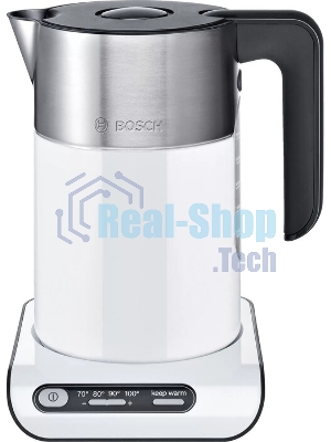 Чайник электрический Bosch TWK8611P 1.5 л, 2400 Вт, белый/серебристый (корпус: нержавеющая сталь)