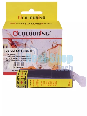 Картридж струйный Colouring CG-CLI-521BK черный с чипом водный (9 мл) для Canon IP3600/IP4600/MP540/MP620/MP630/MP980