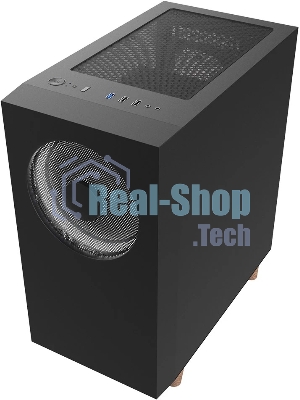 Корпус WIZMAX EM1 Woofer, mATX, mITX черный, Mini-Tower, без БП, TG, 1x160мм + 1x120мм LED, 1xUSB-A 3.0 + 2xUSB-A 2.0