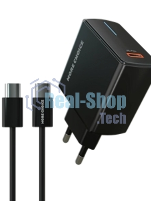 Сетевое зарядное устройство MORE CHOICE (4610196409912) NC60a черный - СЗУ 1USB-C 3.0A PD 20W быстрая зарядка для Type-C