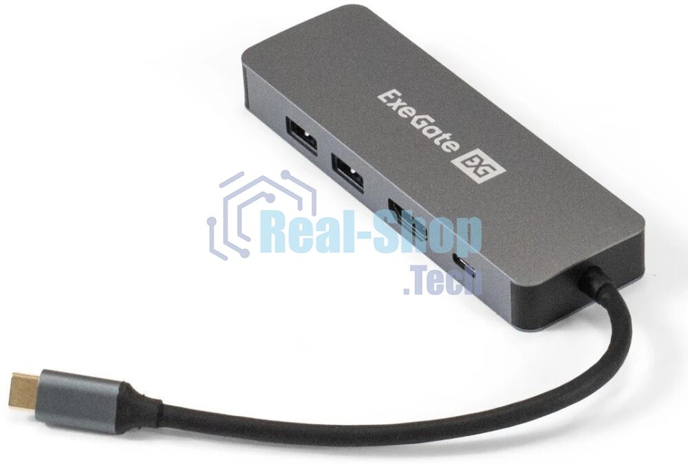USB-концентратор ExeGate DUB-21C/PD/HL, USB Type-C, USB/USB Type-C/RJ45, USB