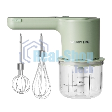 Миксер аккумуляторный Galaxy Line GL 2234, зеленый, ручной, 50 Вт