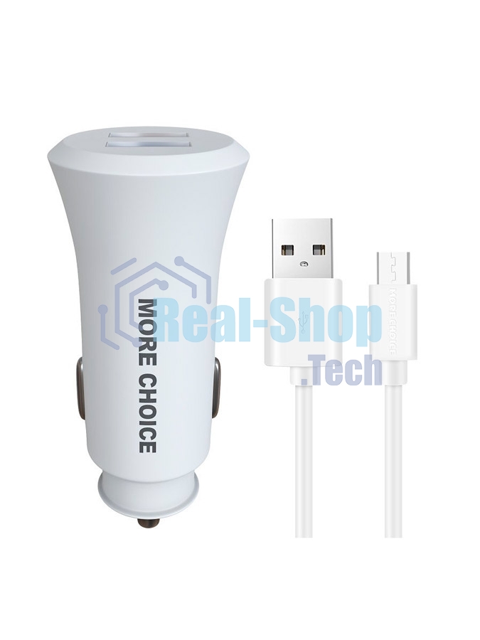 Автомобильная зарядка (от прикуривателя) MORE CHOICE (4627151192123) AC23m 2USB 2.4A для micro USB белый