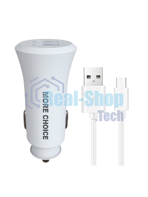 Автомобильная зарядка (от прикуривателя) MORE CHOICE (4627151192123) AC23m 2USB 2.4A для micro USB белый