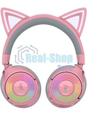 Гарнитура Razer Kraken Kitty V3 Pro Quartz розовый, беспроводная, bluetooth, до 70 ч, подсветка