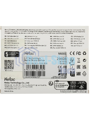 Накопитель SSD Netac N600S, 256Gb, SATA III, 2.5