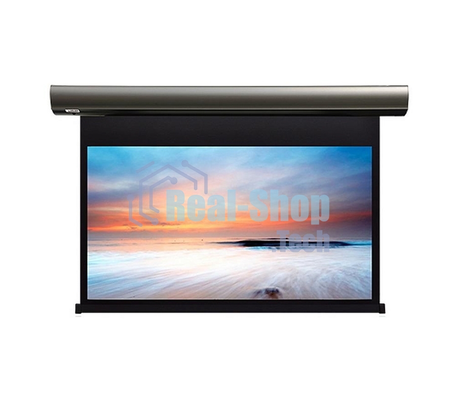 Экран с электроприводом Lumien Cinema Control 241x400 см (раб.область 220х390 см) Matte White черная кайма по периметру, серый корпус, 16:9